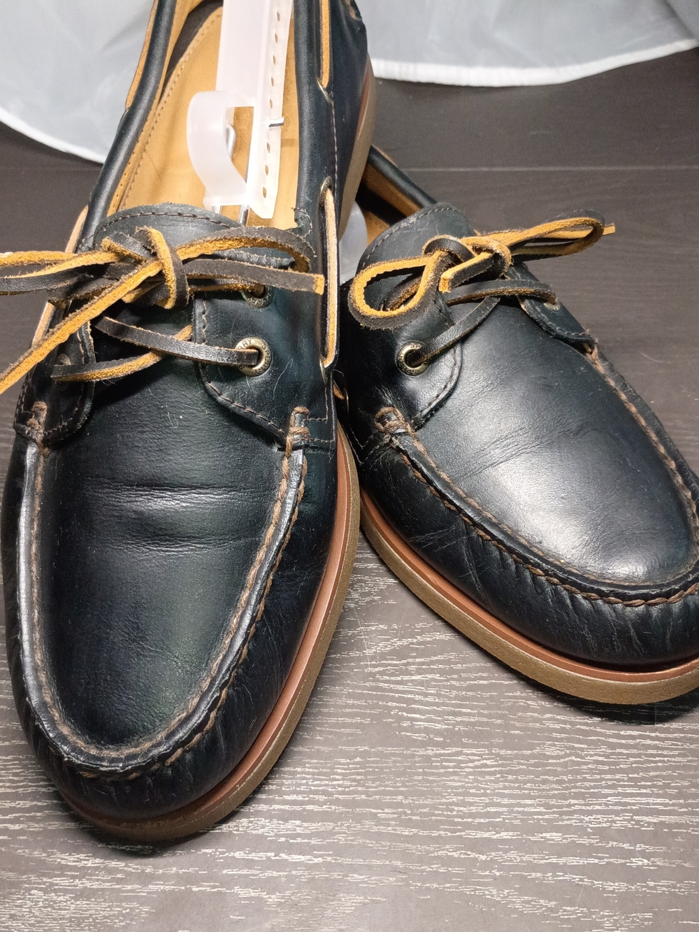 Sperry GOLD  CUP Black Leather Boat Shoes with Tan Trim. Men's 10.5M Like NEW!!!